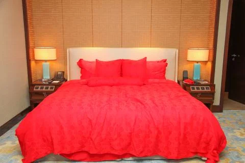 Hotel bed Stock Photos