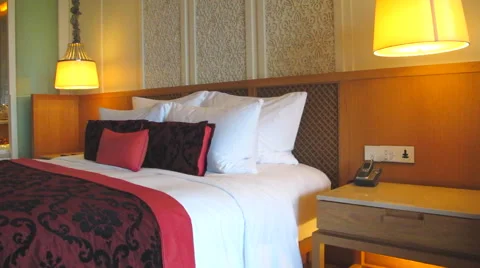 Hotel bedroom interior Stock Footage 55679949
