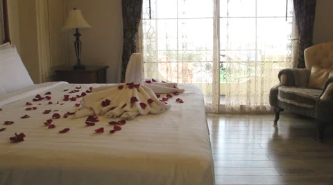Hotel bedroom interior Stock Footage 55681632