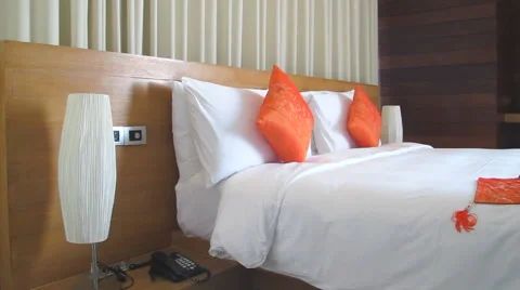 Hotel bedroom interior Stock Footage 56358436