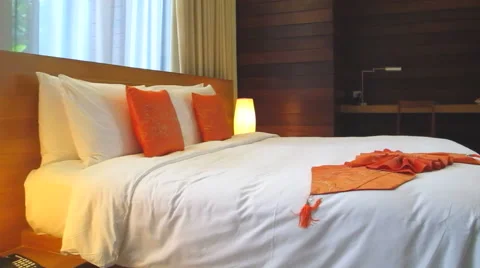Hotel bedroom interior Stock Footage 56358504