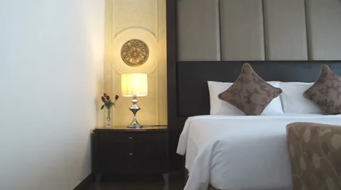 Hotel bedroom interior Stock Footage 56358729