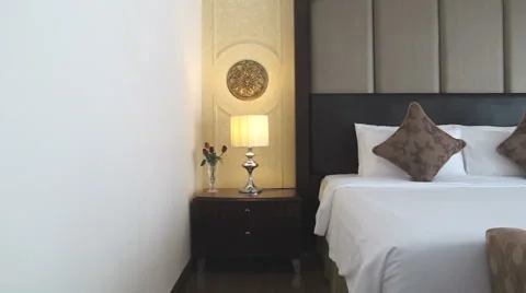 Hotel bedroom interior Stock Footage 56358799