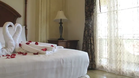 Hotel bedroom interior Stock Footage 56359369