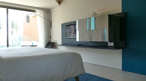 Hotel bedroom interior Stock Footage 58824767