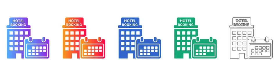 Hotel Booking Reservation Icons Stock Illustration