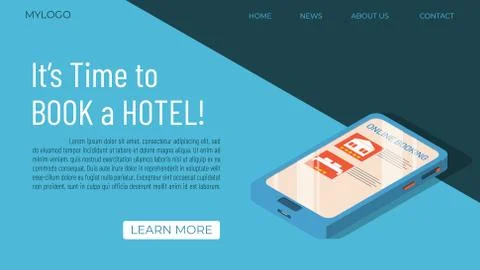 Hotel booking template concept Ilustración de archivo
