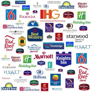Hotel Brands Logo Compilation Stock Illustration