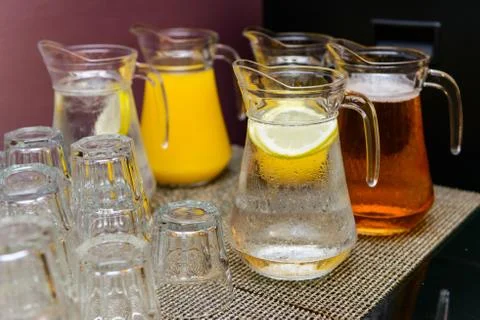 Hotel breakfast drinks Stock Photos