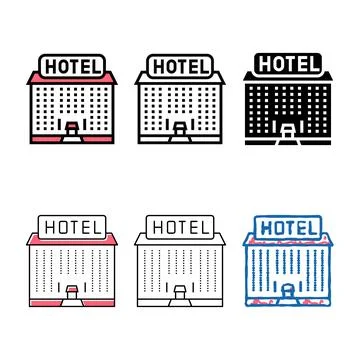 Hotel building color icon vector stylized Ilustración de archivo