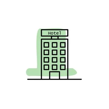 Hotel, building with color shadow vector icon in building set Stock Illustration