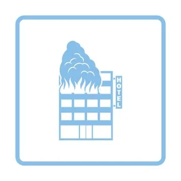 Hotel building in fire icon Ilustración de archivo