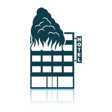 Hotel Building In Fire Icon Ilustración de archivo