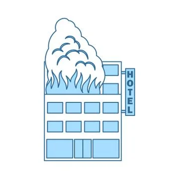 Hotel Building In Fire Icon Ilustración de archivo