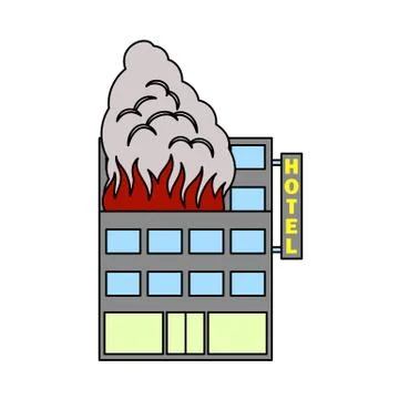 Hotel Building In Fire Icon Ilustración de archivo