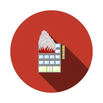 Hotel Building In Fire Icon Stock Illustration