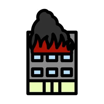 Hotel Building In Fire Icon Ilustración de archivo