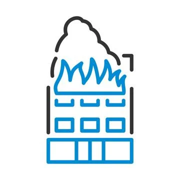 Hotel Building In Fire Icon Stock Illustration