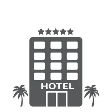 Hotel Building Gray Vector Illustration Stock Illustration