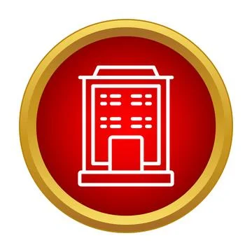 Hotel building icon on red circle background Ilustración de archivo