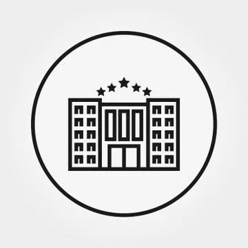 Hotel building. Icon. Vector. Editable Thin line. Stock Illustration