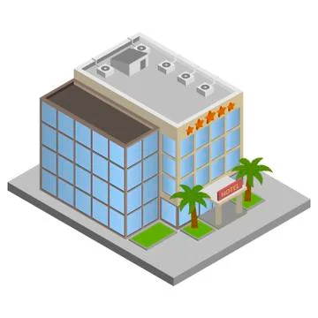 Hotel building isometric Ilustración de archivo