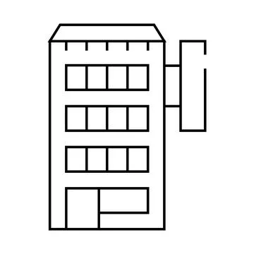 Hotel building line icon vector black illustration Ilustración de archivo