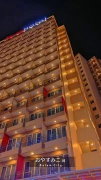 Hotel building at night Stock Photos