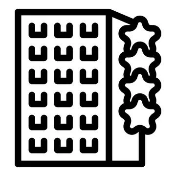 Hotel building receiving five star rating icon Ilustración de archivo