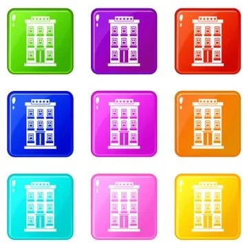 Hotel building set 9 Ilustración de archivo