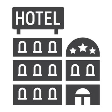 Hotel building solid icon, Travel and tourism Illustrazione stock