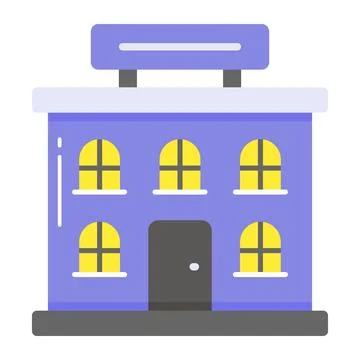 Hotel building vector design in trendy style, editable icon Ilustración de archivo
