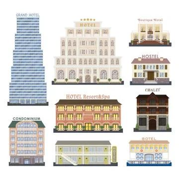 Hotel buildings vector illustration Ilustración de archivo