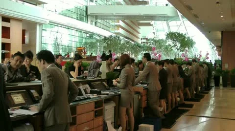 Hotel check in desks Stock Footage 10877123