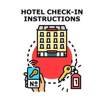 Hotel check in instructions and digital access concept Stock Illustration