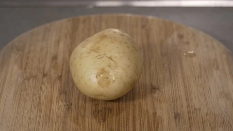 Hotel chef cutting potatoes to make poutine 4k Stock Footage 96152864