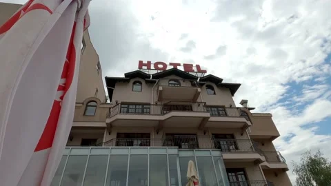 Hotel with city view Stock Footage 139986754