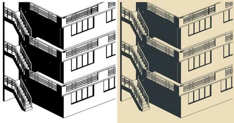 Hotel close up isometric illustrations Illustrazione stock