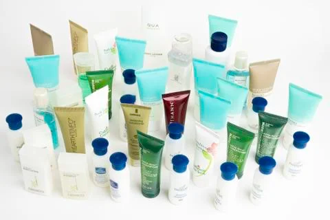 Hotel Complementary Small Potion Bottles Stock Photos