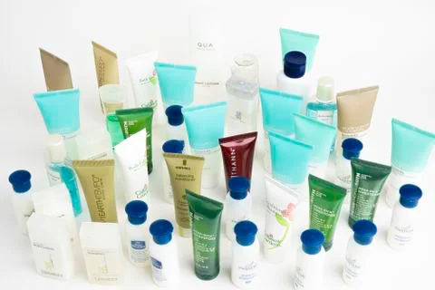 Hotel Complementary Small Potion Bottles Stock Photos