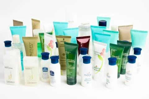 Hotel Complementary Small Potion Bottles Stock Photos