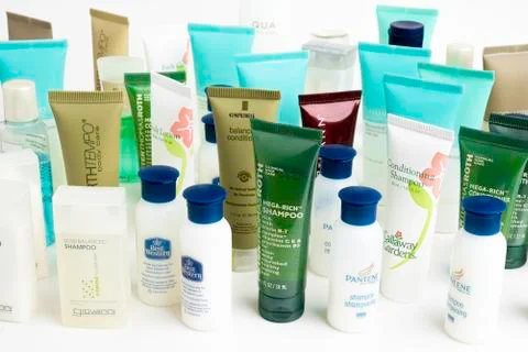 Hotel Complementary Small Potion Bottles Stock Photos