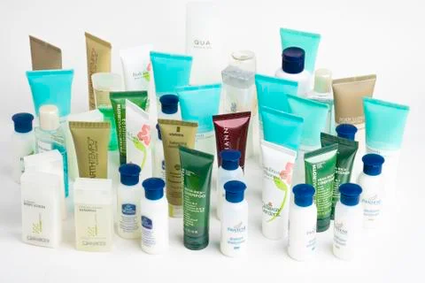 Hotel Complementary Small Potion Bottles Stock Photos