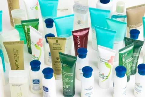 Hotel Complementary Small Potion Bottles Stock Photos