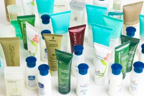 Hotel Complementary Small Potion Bottles Stock Photos