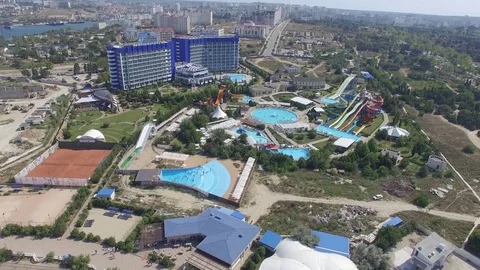 The hotel complex Aquamarine and Aqua Park Zurbagan in the Victory Park of 動画素材 72067617
