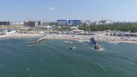 The hotel complex Aquamarine and Aqua Park Zurbagan in the Victory Park of Stock Footage 72071264