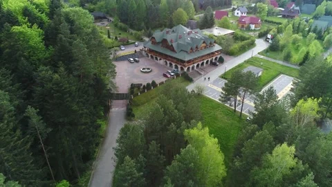 Hotel complex in the pine forest. Top view. Stock Footage 132249116