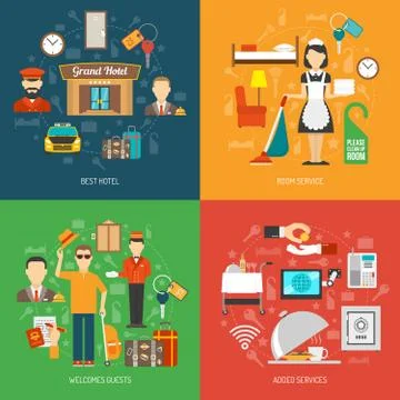 Hotel concept set Stock Illustration