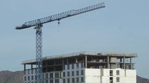 Hotel construction Wide Tilt Down Stock Footage 60760459
